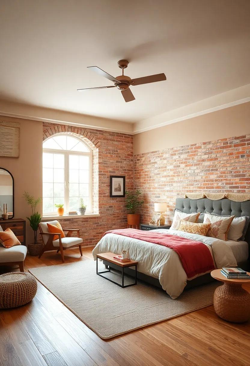 Rustic Brick: Using a warm, muted brick color can create an accent wall that adds depth and character, reminiscent of a cozy cottage