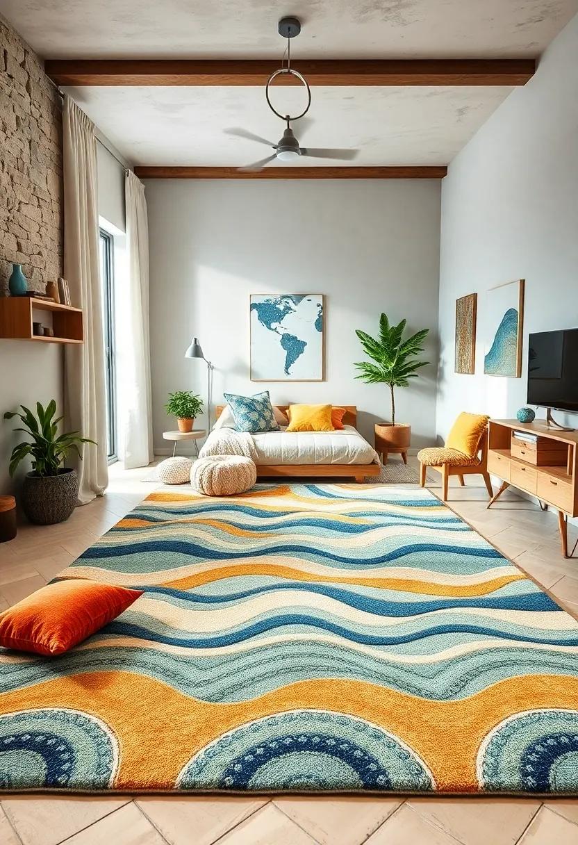 Ocean Waves Textile Rug: Bring the beach indoors with a rug that features‌ calming waves, perfect for creating a serene environment