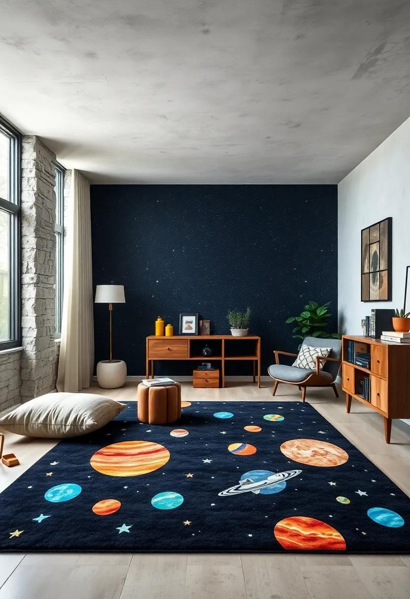 Outer ‌Space Scene Rug: Ignite curiosity with a rug featuring planets and stars, making learning and discovery a ⁢part of every day play
