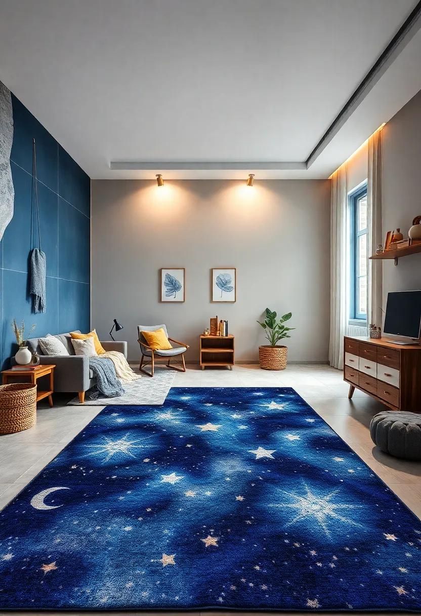 Starry Night Sky Rug: Transform the floor into a dreamy night sky, creating ⁢an ⁢enchanting atmosphere perfect for bedtime stories