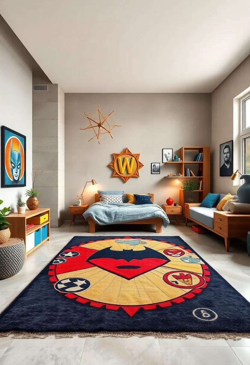 Superhero-Themed Rug: Perfect for the little hero in your life, this rug features their favorite‍ characters, sparking imagination and adventure