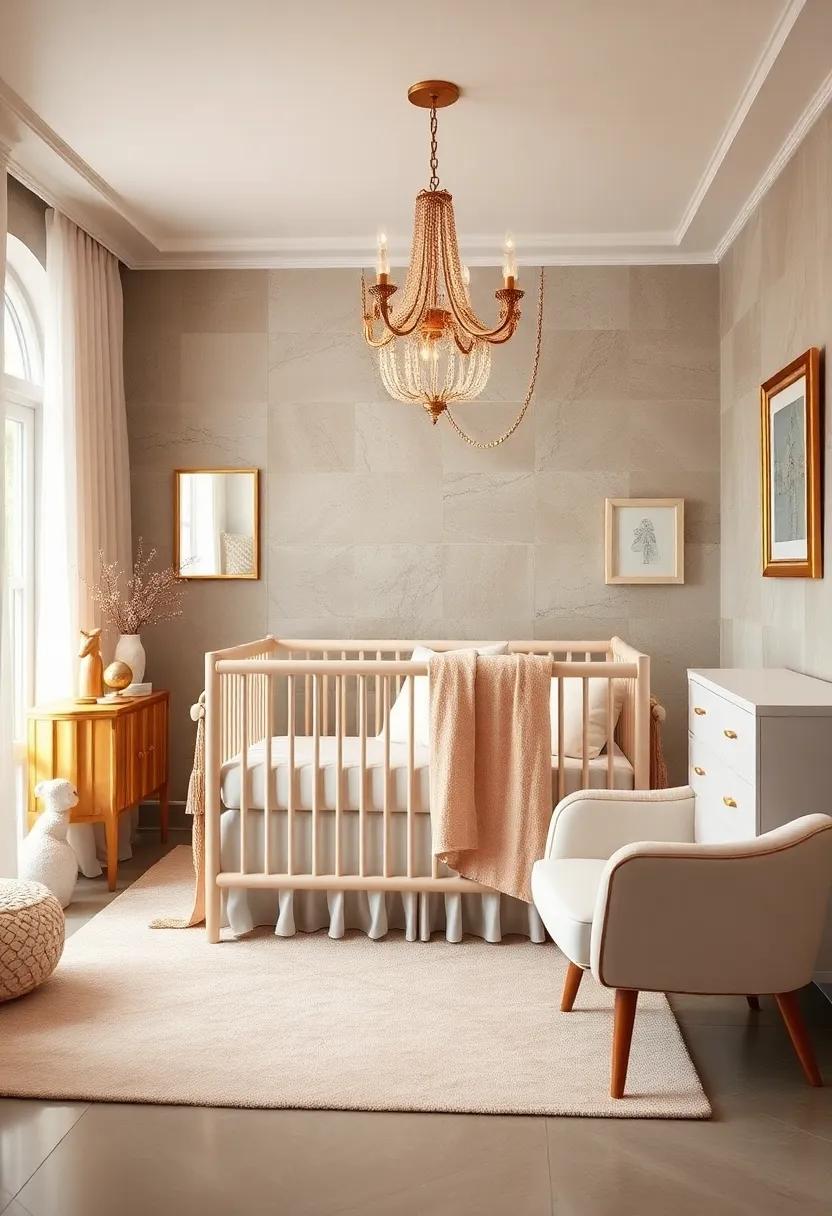 Elegant Crib Bedding: Choose luxurious,⁤ champagne⁣ gold⁢ and⁤ pastel-colored ‌crib bedding that ⁣complements⁤ the overall color scheme