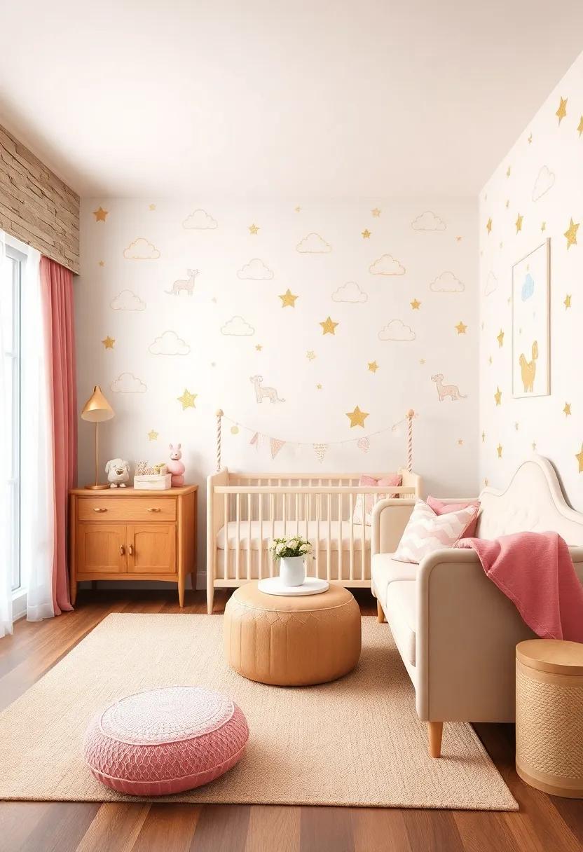 Playful‌ Wall Decals: Use removable wall decals ‍featuring soft clouds, stars, or animals ⁢to create an enchanting​ visual backdrop