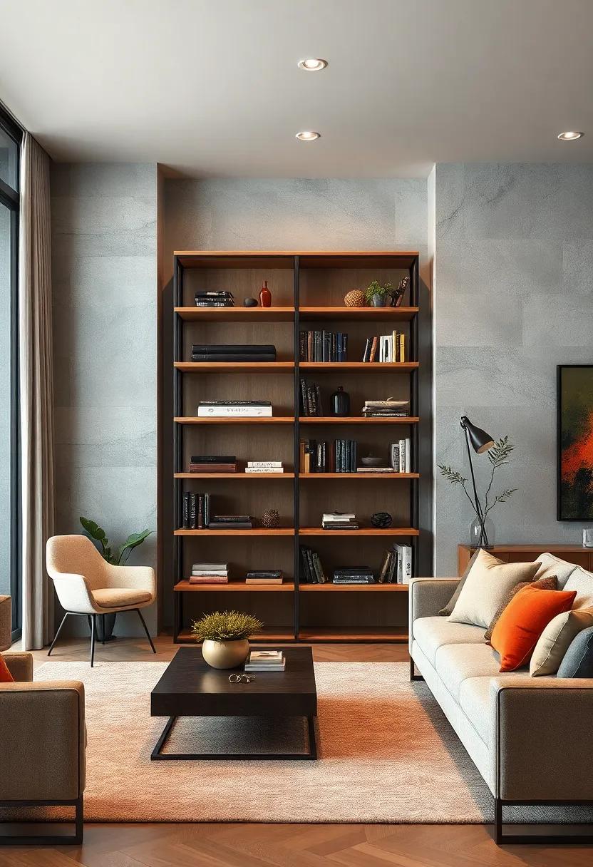 Fusion Flair: A stylish convergence of wood and metal in one bookcase that brings together different textures and finishes for a harmonious look