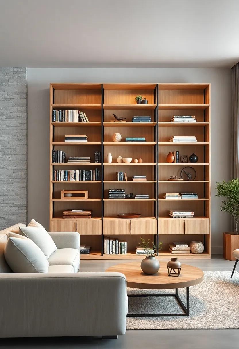 Scandinavian Simplicity: Clean lines and light wood paired with subtle metal accents create a bright and airy bookcase ideal for modern interiors
