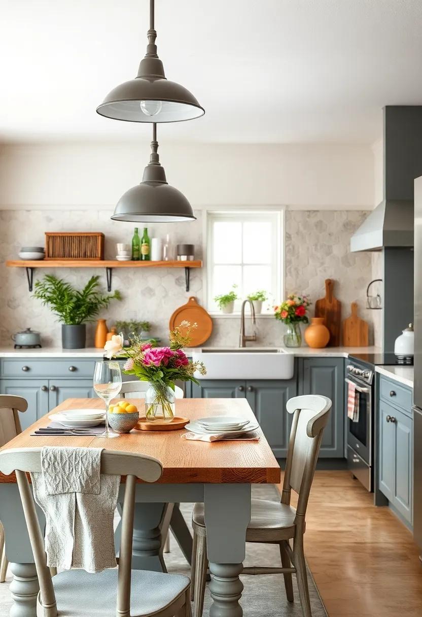 Quaint Tabletops: Use rustic ‌wood‌ or vintage-inspired ⁤tableware to ⁣create inviting surfaces for dining or‍ casual gatherings ⁢in your kitchen