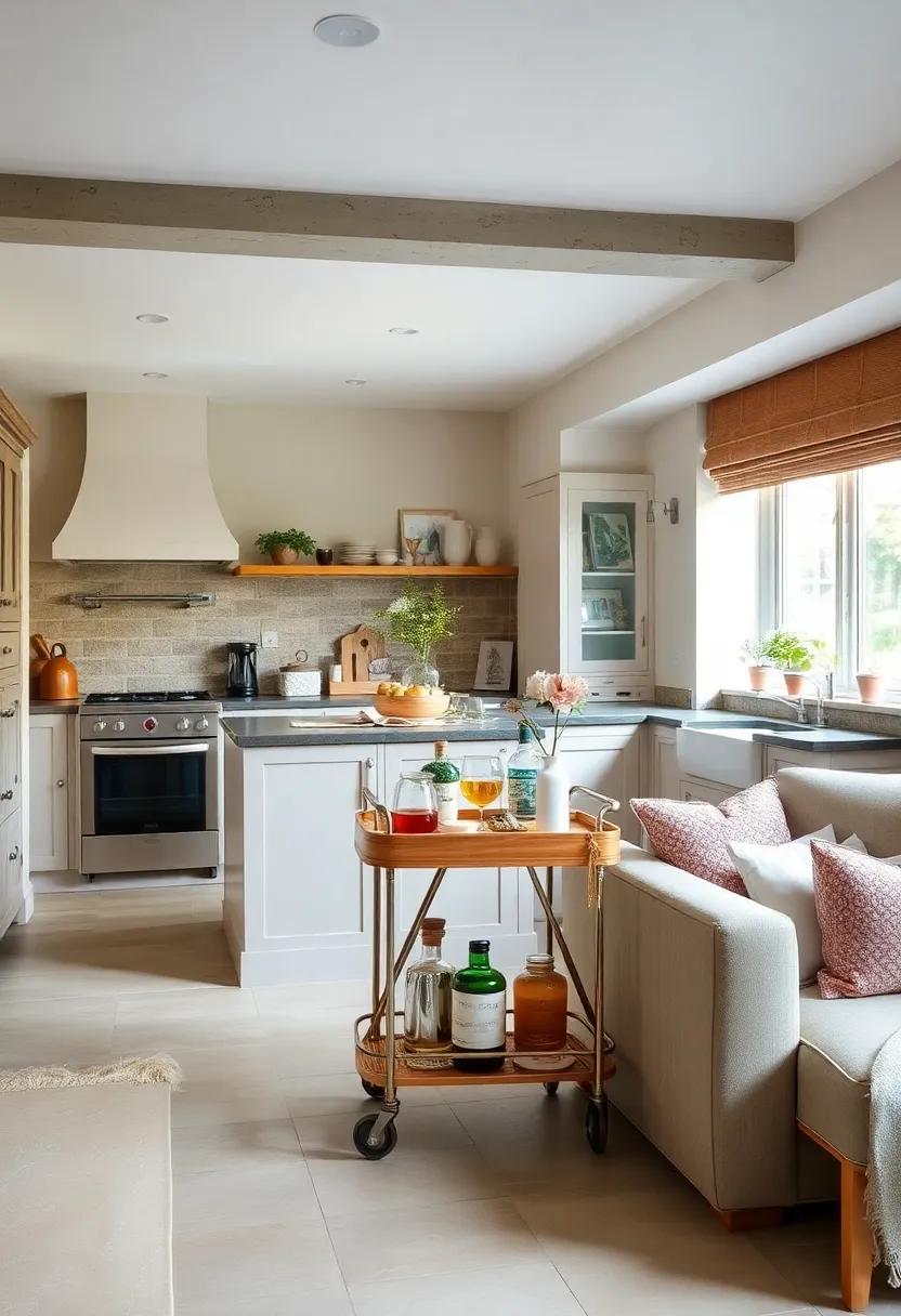 Bar Cart Style: Introduce a rolling bar cart stocked with ⁤essentials ⁢for easy entertaining, while doubling as a charming ‌display piece in your kitchen