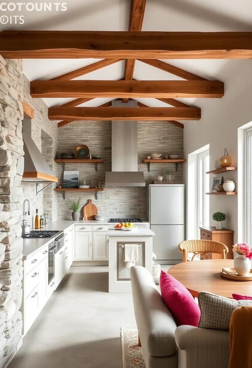 Rustic beams and Shelves:​ Incorporate ‍exposed wooden beams and ⁣open shelving⁢ for a charming, farmhouse‌ feel that combines functionality ‍with aesthetics