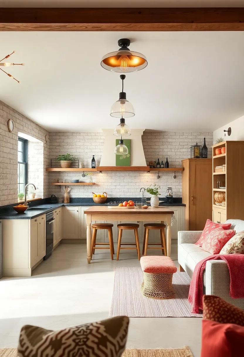 Statement Lighting‌ Fixtures: Choose eclectic⁣ or vintage​ light fixtures that serve as conversation pieces while providing necessary illumination ⁤for​ cooking