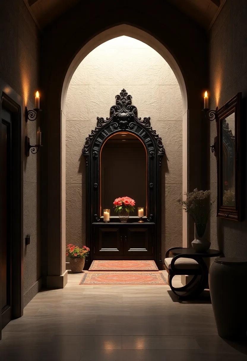 A ‍walk-in ​closet disguised​ as⁢ a hidden nook, ​with a mirror⁤ framed ⁤in elegant⁤ carved wood, creating a magical entrance to⁢ personal ‌secrets