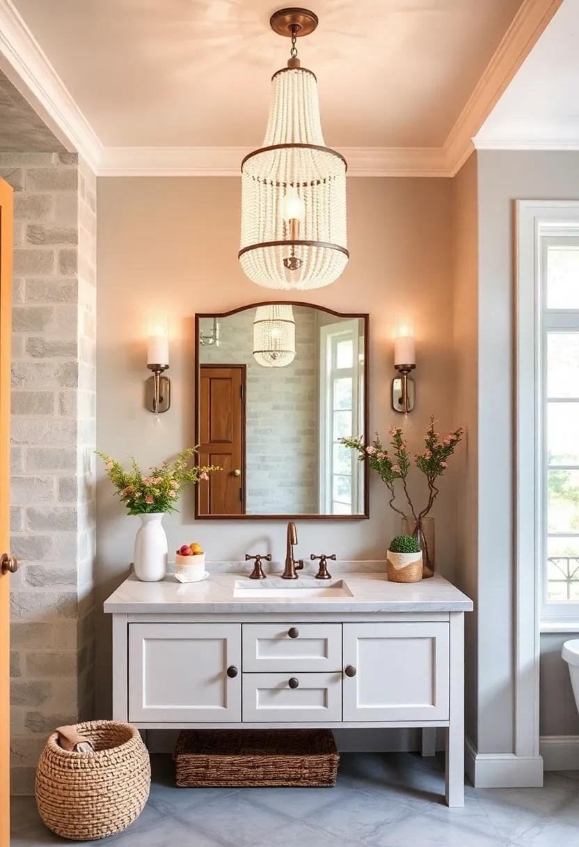 Beaded Chandeliers: Incorporate⁣ elegance‌ into ⁣your space with a beaded chandelier that adds texture ⁤and a focal point above your vanity