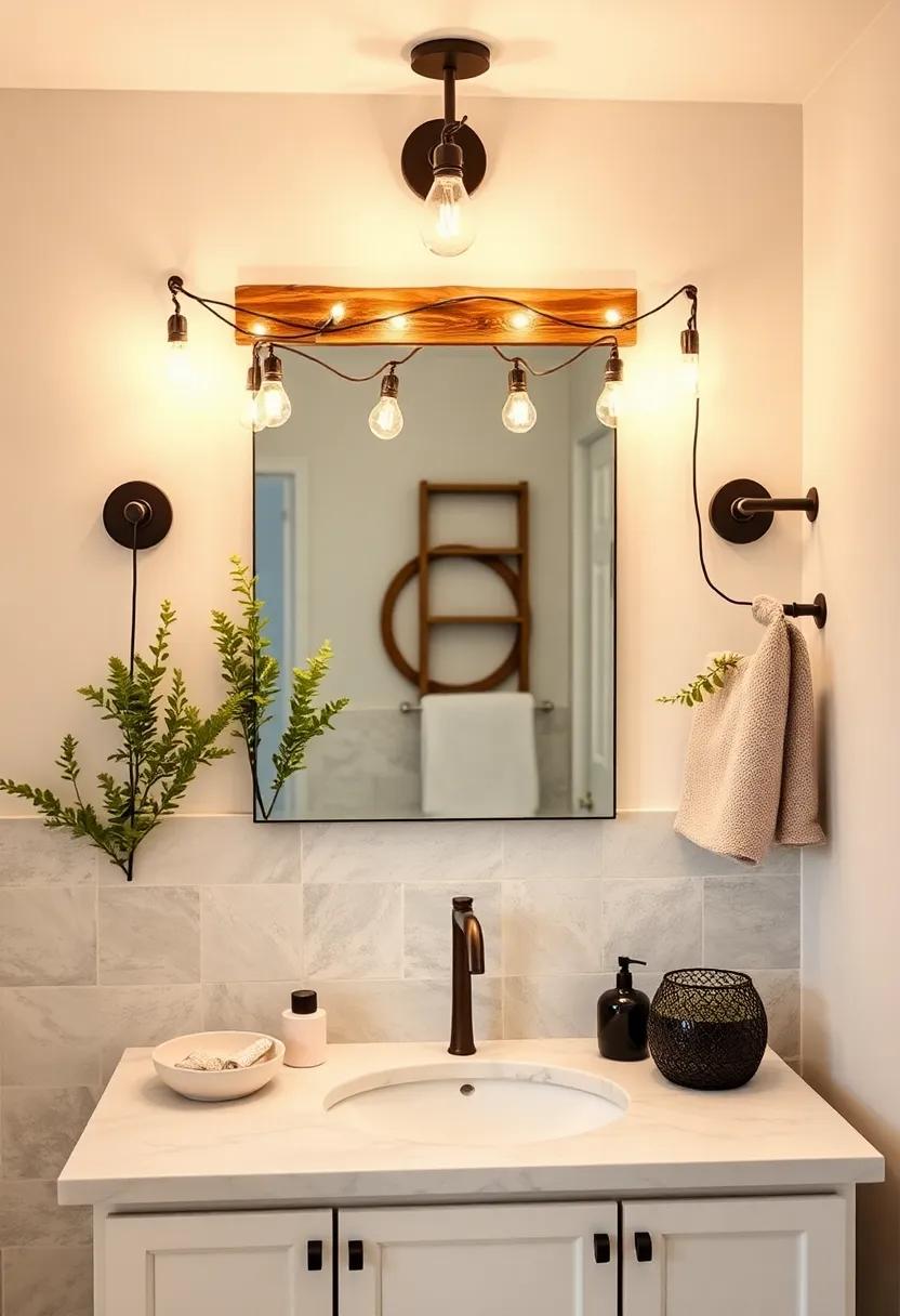 Classic ⁤bulb⁤ String Lights: Create a ‍whimsical atmosphere‍ by draping string⁣ lights⁢ around your mirror, adding ​a ‌playful⁤ yet ‌rustic element to your ‍decor