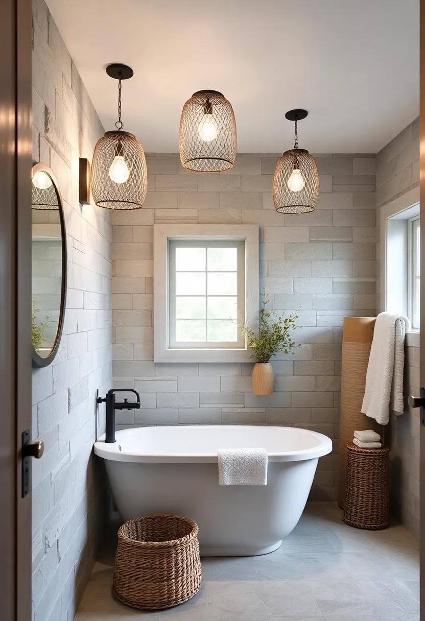 Fishnet Lanterns: Bring seaside charm ​to your farmhouse bathroom with fishnet lantern ⁣lighting⁤ that captures the essence of ⁢homegrown warmth