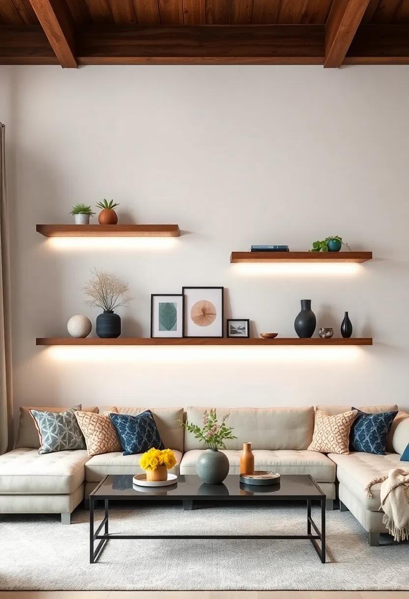 hidden Lighting: Incorporate LED​ strips under your floating⁢ shelves to illuminate your⁣ decor and create​ a cozy atmosphere
