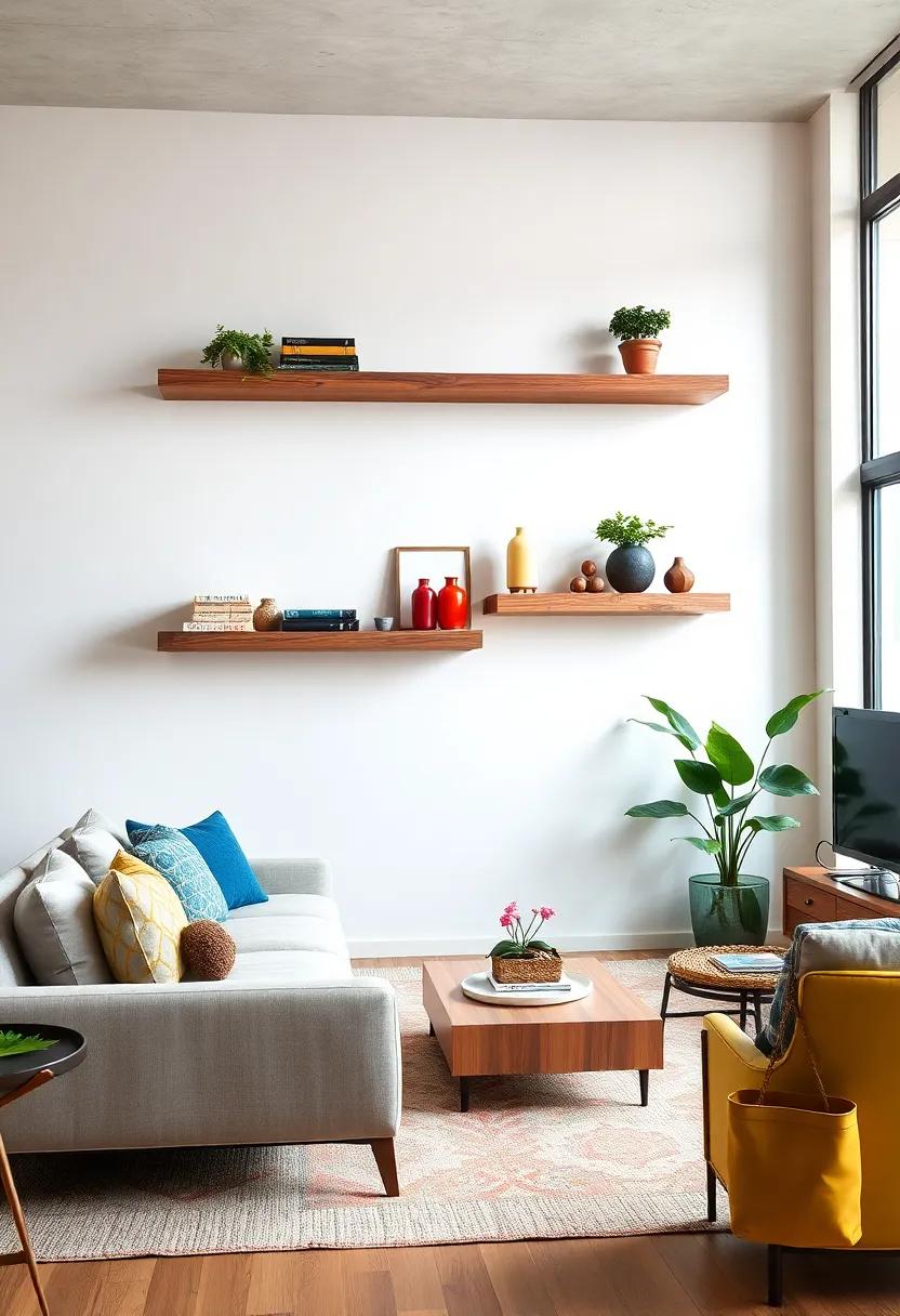 Bold and Bright: Paint your floating shelves in⁤ vibrant colors for a playful touch that energizes your living room decor