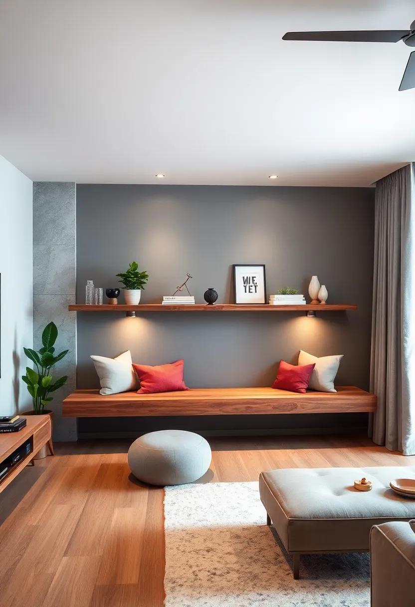Built-In Bench:⁤ Maximize space by installing a floating shelf that doubles as ‌a⁤ small bench,‌ perfect for added seating in⁣ chic living areas
