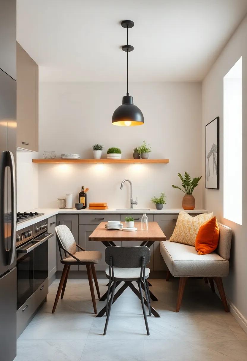 Add a folding table that can be tucked away when not in use, perfect for quick family meals or coffee dates