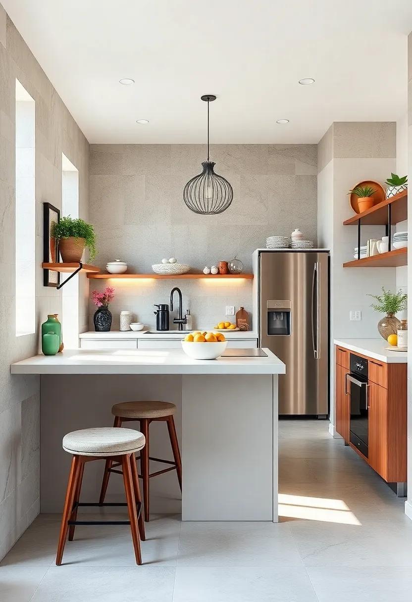 Consider stackable stools that can be easily moved or stored away when guests arrive, maximizing flexibility