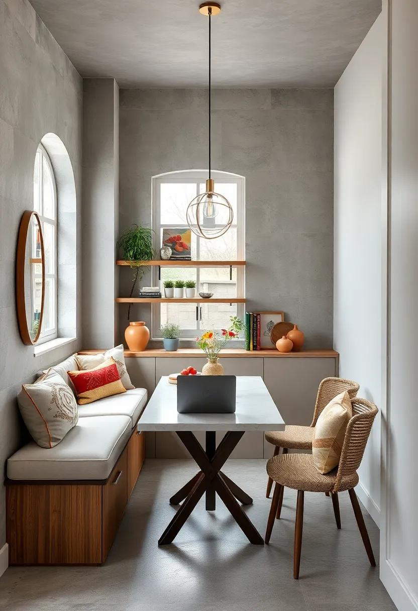 Design a multi-functional nook that can double as a workspace with the addition of a laptop-friendly table