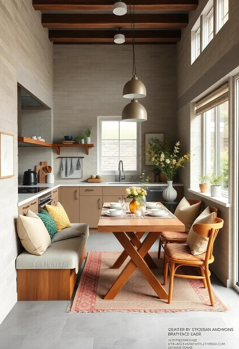 Experiment with layered textiles—think table runners, placemats, and cushions—for a warm, inviting texture