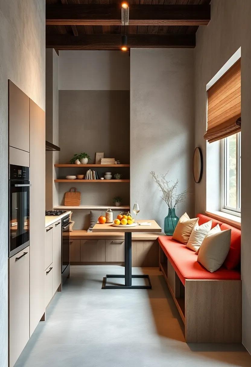 Opt for a bench with built-in storage to hold breakfast supplies, making it both functional and stylish