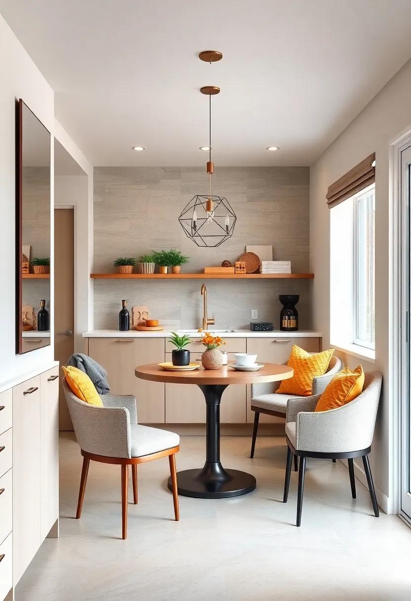 Select a round table to promote conversation and save space, making it easy to navigate in tight areas