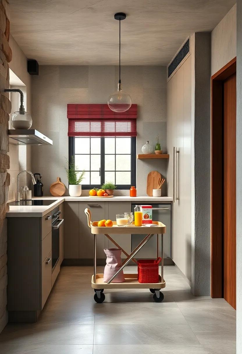 Use a rolling cart to hold your breakfast items, allowing for easy movement and a playful vibe
