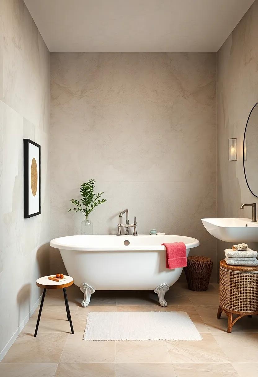 Chic Minimalism: Discover ⁣a minimalist bathroom where a classic white ‌clawfoot ⁣tub sits against ⁢simply tiled walls, allowing the beauty of the tub to take⁣ center stage