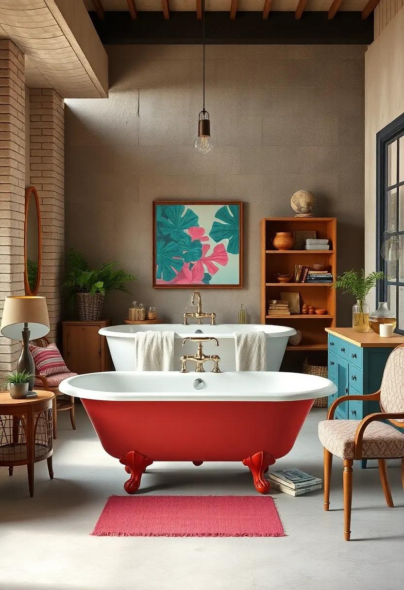 Nautical Nuances: Dive into a​ beach-themed bathroom adorned with a soft aqua clawfoot tub, complemented by seashell decor and driftwood accents for a coastal retreat vibe