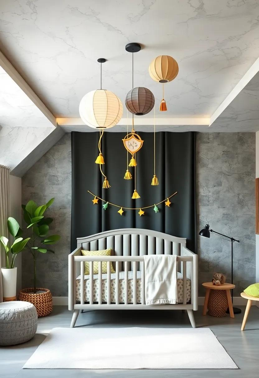 Introduce Playful Ceiling Décor, Like Hanging Mobiles‍ or Paper Lanterns