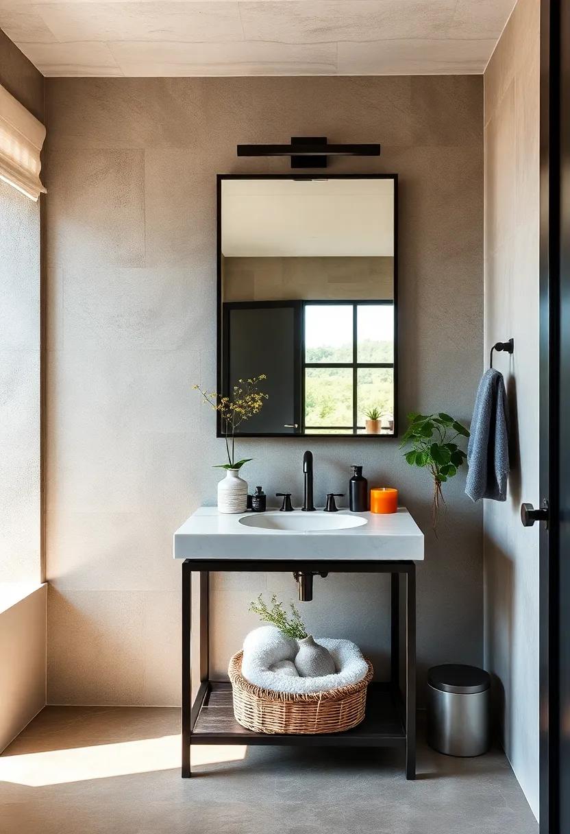 Industrial Vibes: Incorporate metallic finishes and utilitarian designs with an industrial-style vanity, perfect for an edgy, modern feel