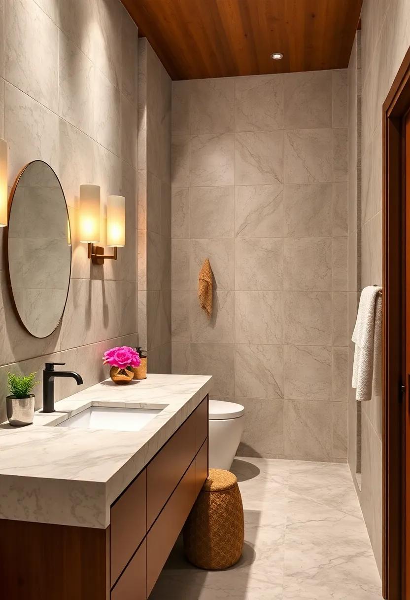 Natural Stone: Select a unique stone for your countertop, such as granite or quartzite, to add both durability and a dramatic flair