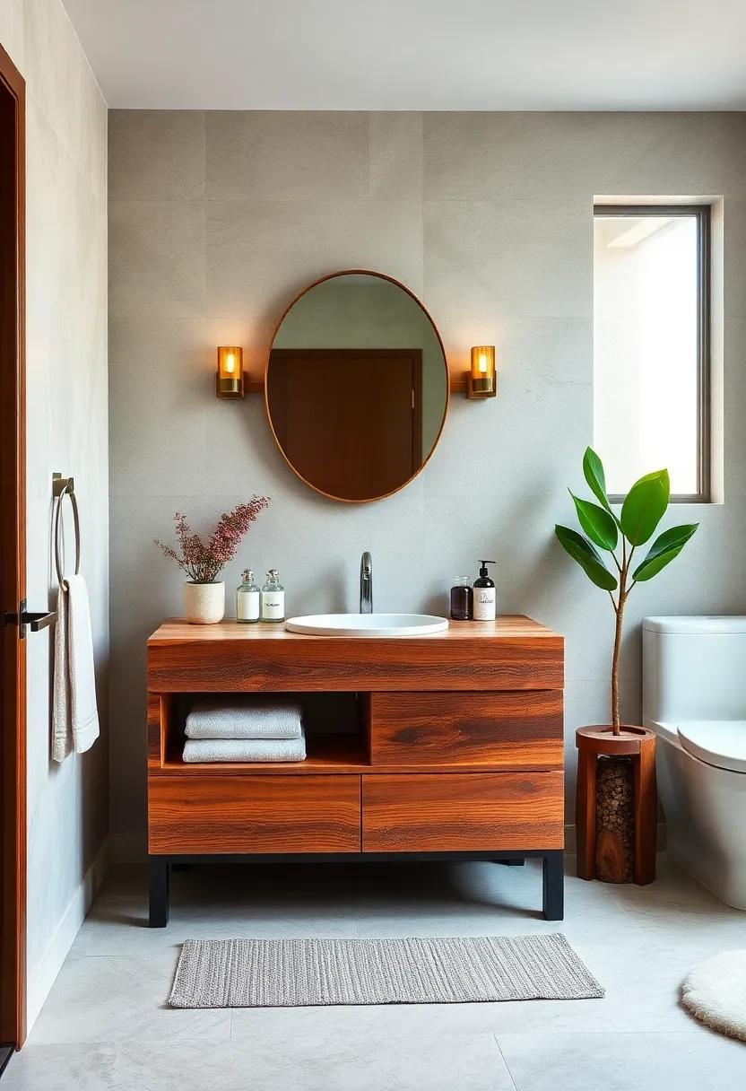Nature-Inspired: Use reclaimed wood for your vanity to bring a touch of the outdoors in, enhancing warmth and texture in your bathroom