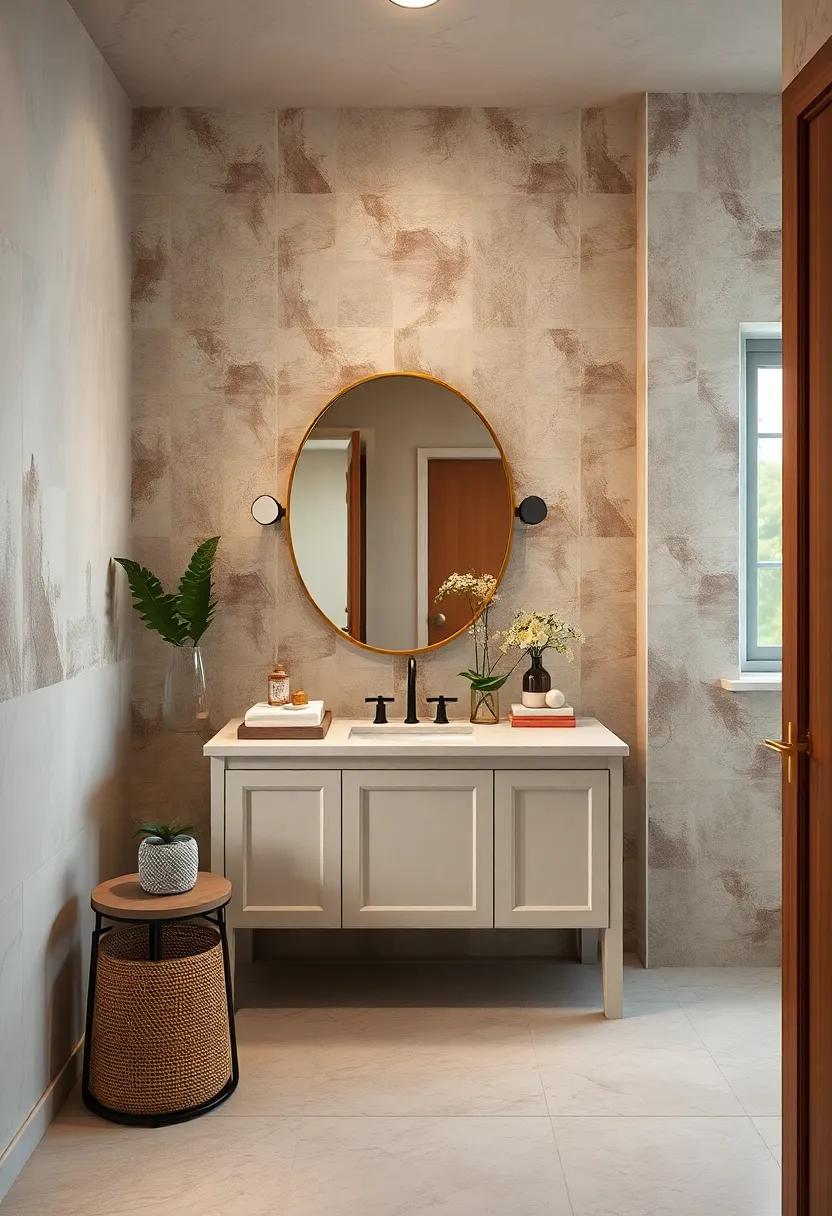 Sassy Wallpaper: add a quirky patterned wallpaper behind your vanity to serve as a stunning backdrop and personal touch