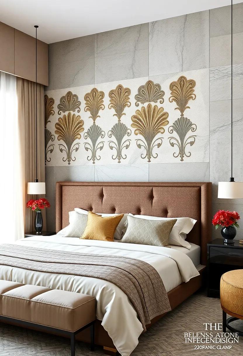 Art Deco Glam: Indulge in the glamour of the art Deco era with a​ headboard featuring opulent patterns that exude luxury and timeless sophistication