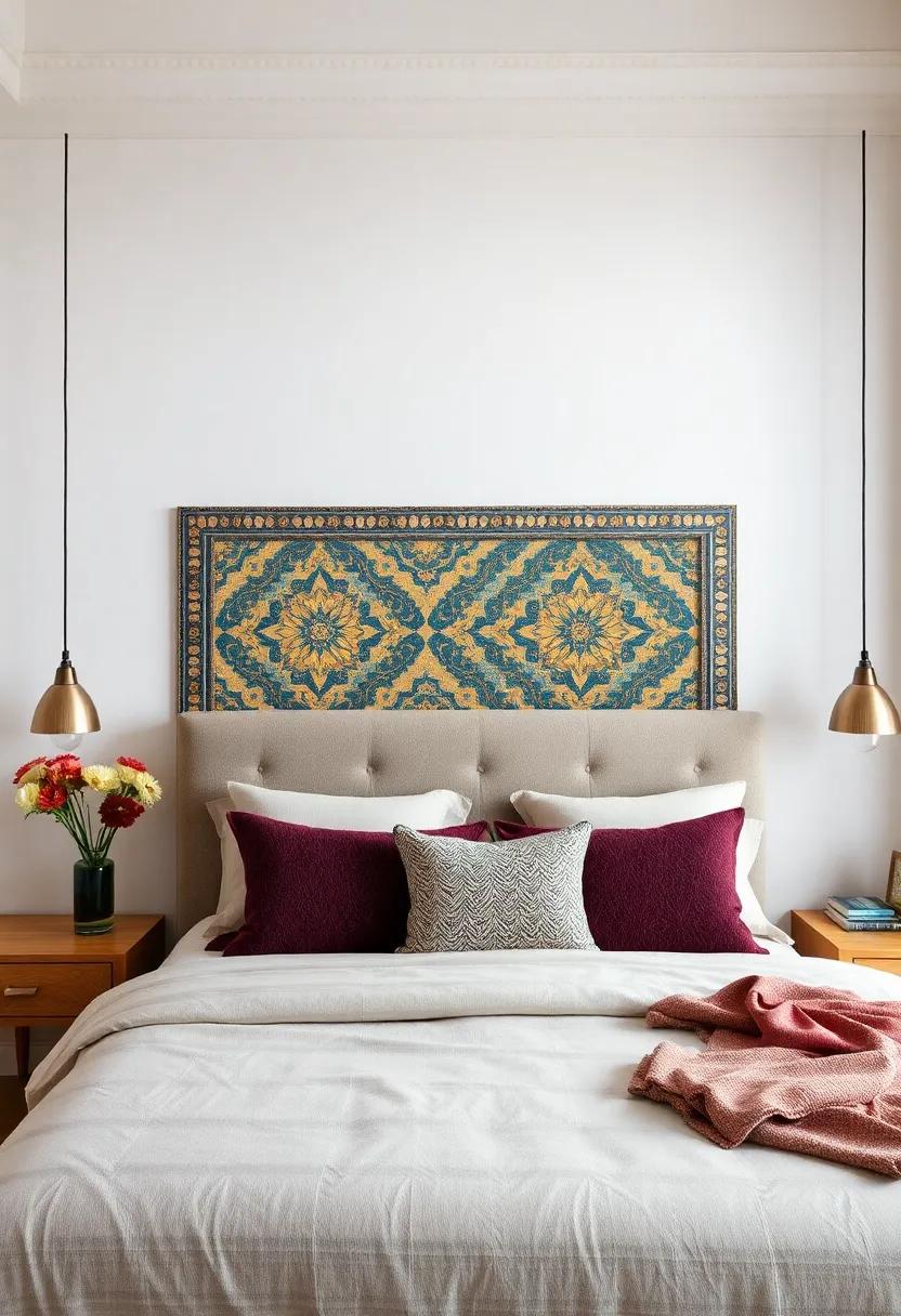 Artistic Mosaic Designs: Capture the beauty of intricate mosaics with a headboard that features detailed tile patterns, bringing a touch of craftsmanship‌ to ⁣your bedroom
