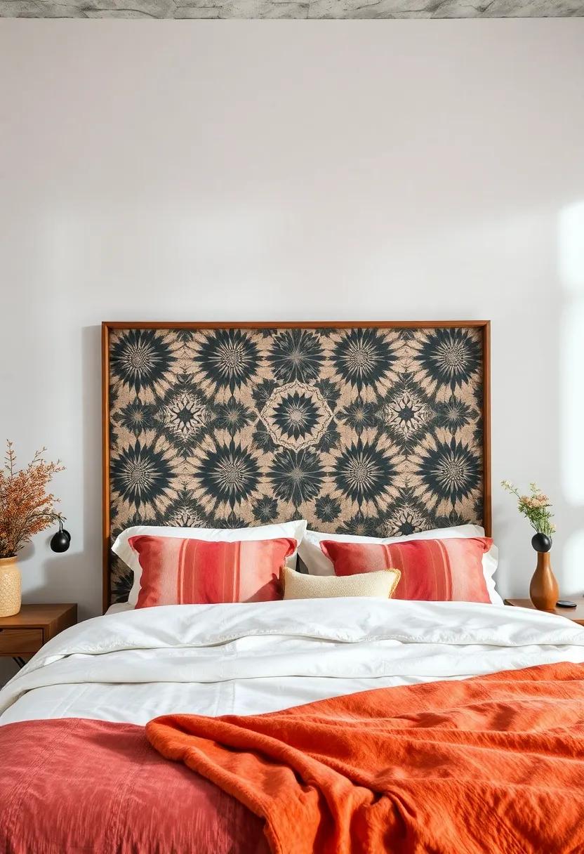 Ethereal Tie-Dye Effects: Go for an ethereal approach with a headboard featuring calming tie-dye‍ effects, adding a laid-back, bohemian touch to your bedroom
