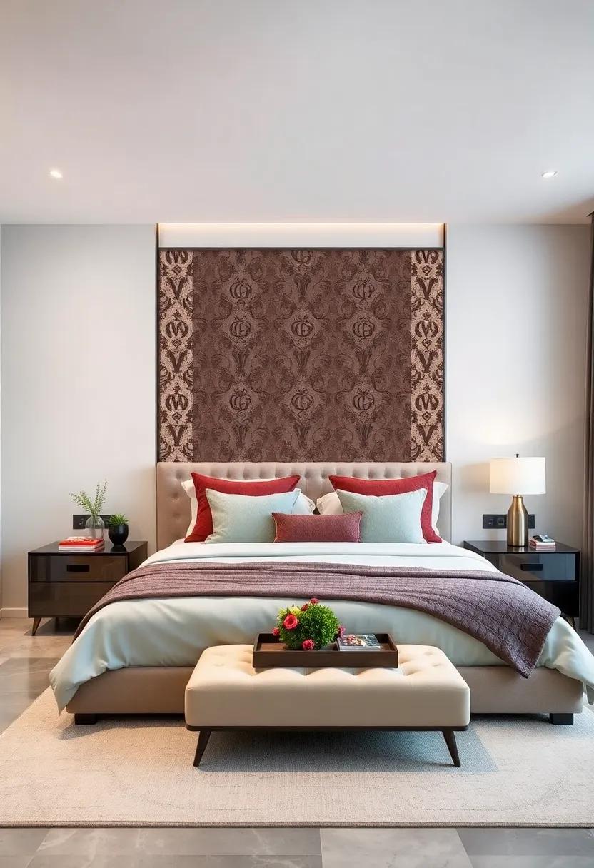 Graphic Monogram Patterns: Personalize your bedroom with a customized headboard featuring monogram patterns that reflect⁢ your unique style and identity