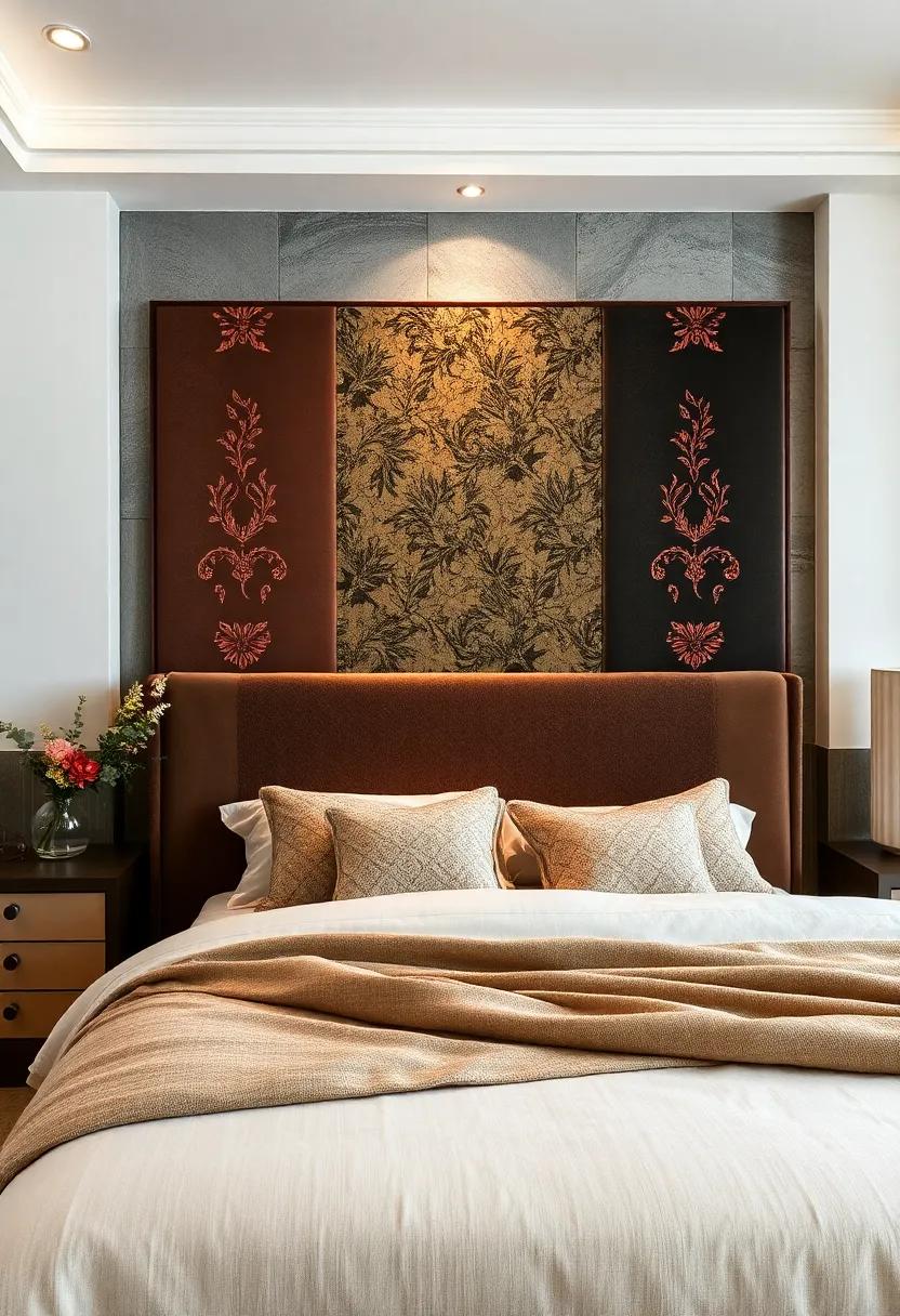 Luxurious⁢ Velvet Textiles: Explore plush luxury with a velvet headboard that incorporates textural ⁣patterns, inviting comfort and opulence into ⁤your sleep‌ space