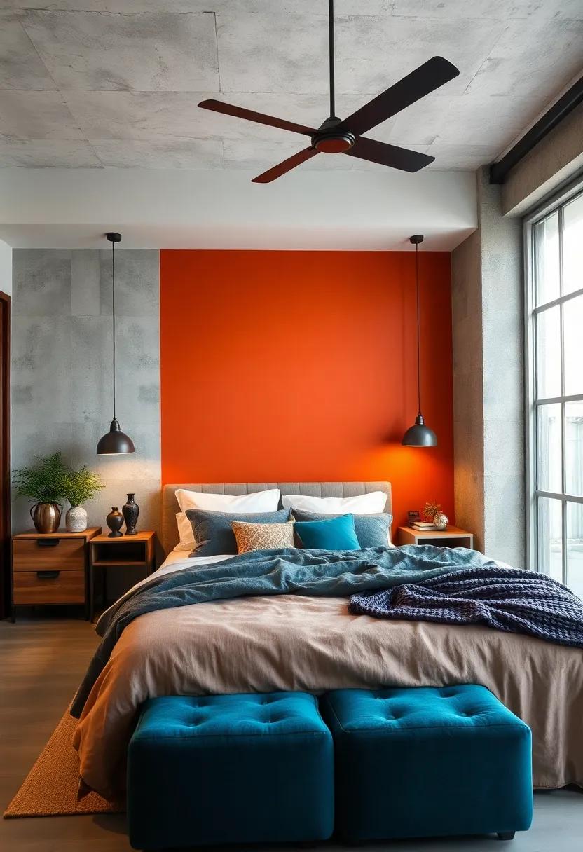 Bold Accent Walls: Paint an ​accent wall in a bold color ​and frame it with metal ‌trim, creating a striking backdrop ‍for your industrial-themed decor