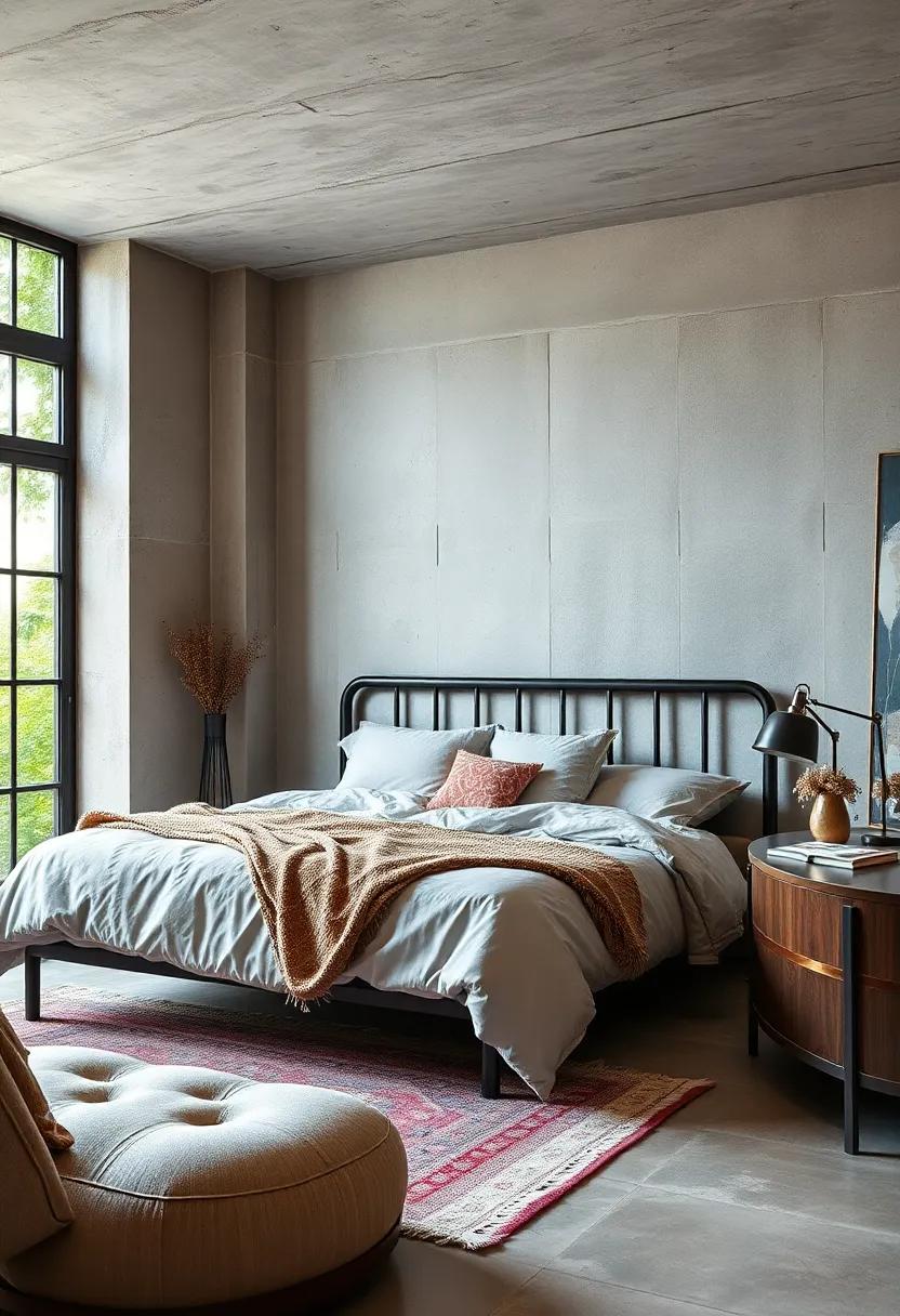 Layered Textures: Combine soft⁢ textiles with hard ​metal‌ surfaces ​to create depth and warmth, transforming your industrial bedroom into a harmonious sanctuary