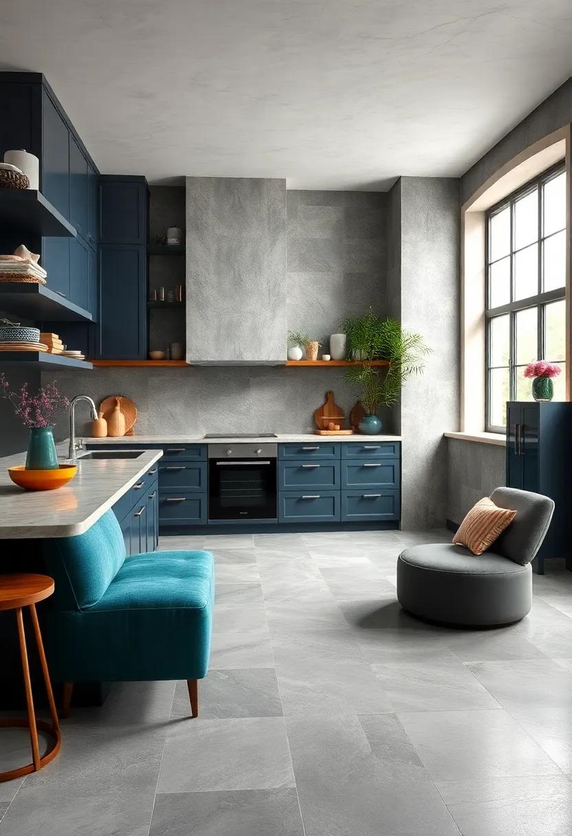 Bold Accent Color Pairings: Discover how pairing your grey tiles with bold accent colors can create dramatic and inviting spaces