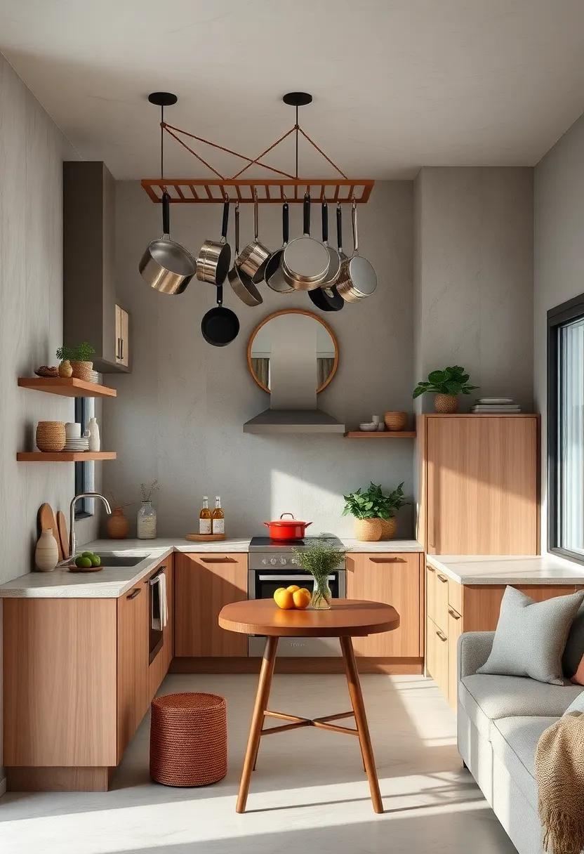 Hang Pots and Pans from ⁣a Ceiling Rack for a Culinary Showcase