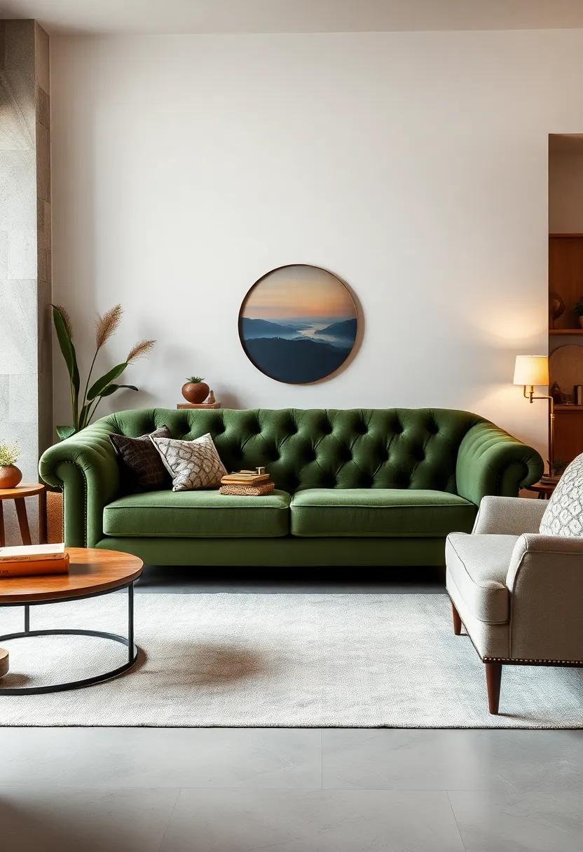 Velvet Chesterfield Sofa: With its iconic ‌deep button tufting​ and‍ luxurious velvet fabric, this timeless ‍piece adds a touch of vintage glamour to any living ‍room