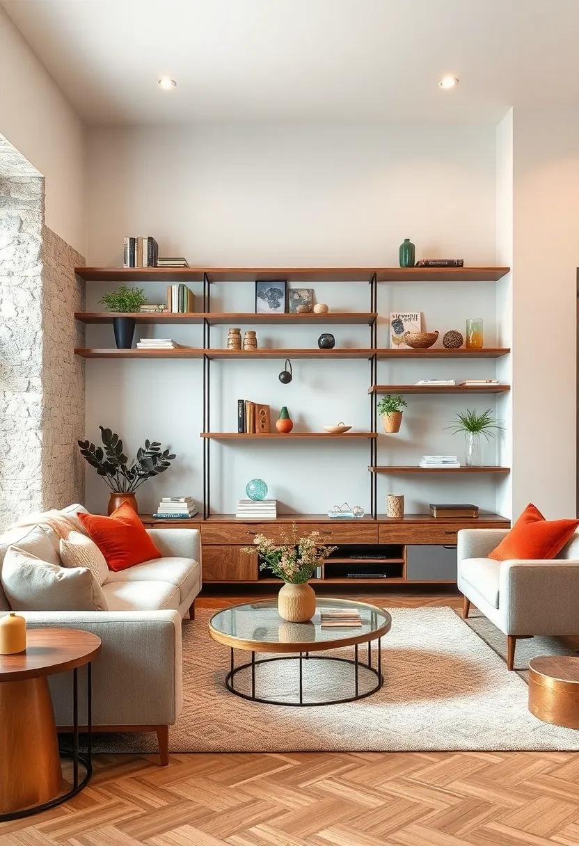 Color Pop: Brightly colored shelves can serve as vibrant focal ⁤points in your living room,​ adding life and personality while keeping your decor organized