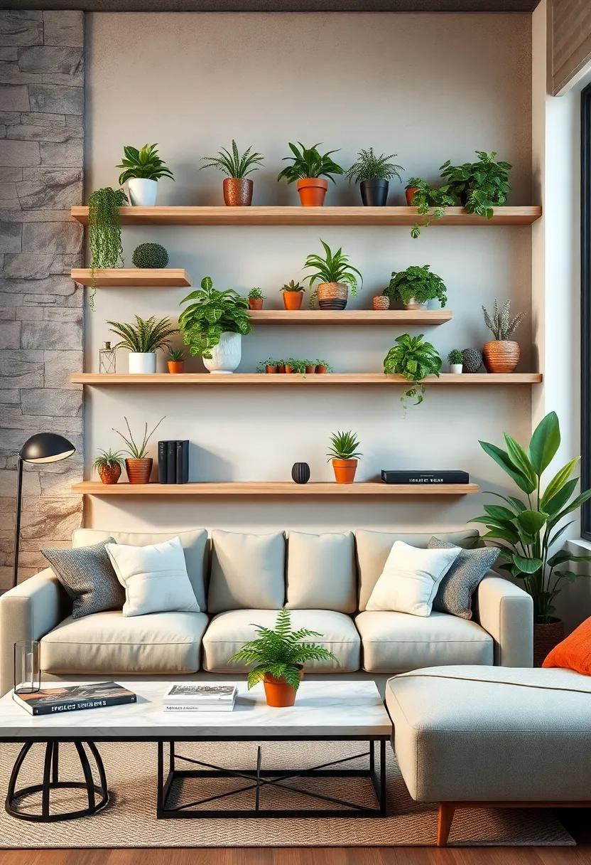 Vertical Gardens: Turn your shelves into​ vertical gardens ⁤with potted plants that breathe life into⁣ your living room,improving air quality and ambiance