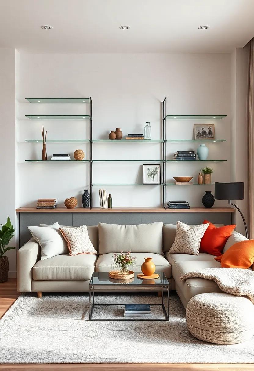 Glass Charm: Transparent glass shelves create an open and airy illusion, making them‌ ideal for small spaces while beautifully displaying cherished items