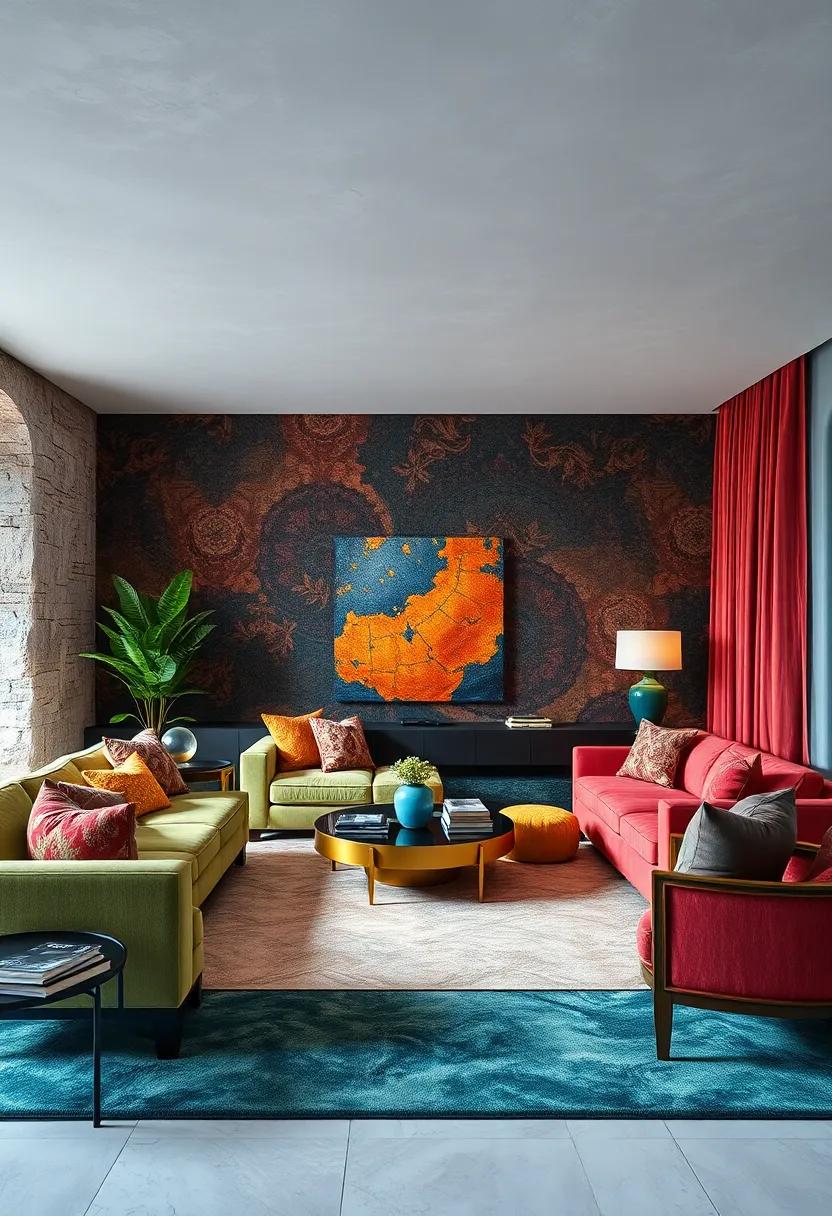 Global⁣ Influence: Incorporate ethnic patterns on⁢ colored velvet for ⁣a worldly touch, celebrating diverse cultures within your living space