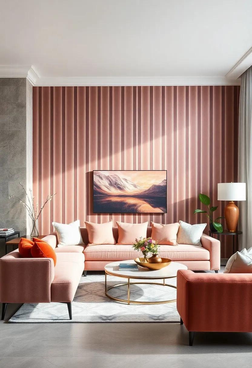Sophisticated Stripes: Vertical striped velvet⁢ wallpapers add height and a ⁣sense of grandeur to smaller living rooms while ⁢maintaining an ‍elegant ​look