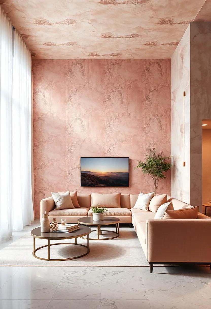 Ethereal Textures:​ Soft blush velvet adds a delicate softness,⁢ creating a serene space perfect ⁣for relaxation and social ​gatherings alike